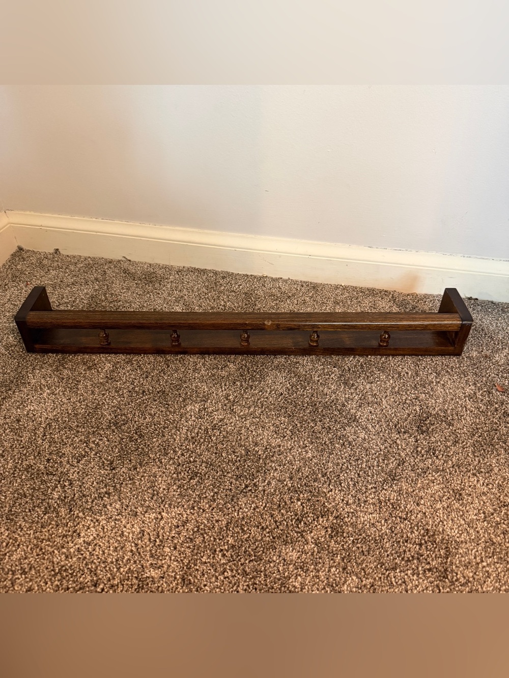 Vtg wood wall shelf spindles 24”